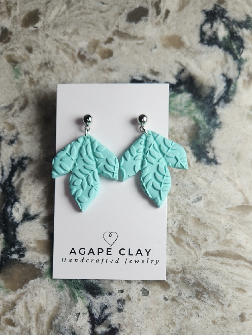 Mint Leaf Textured Drop Earrings